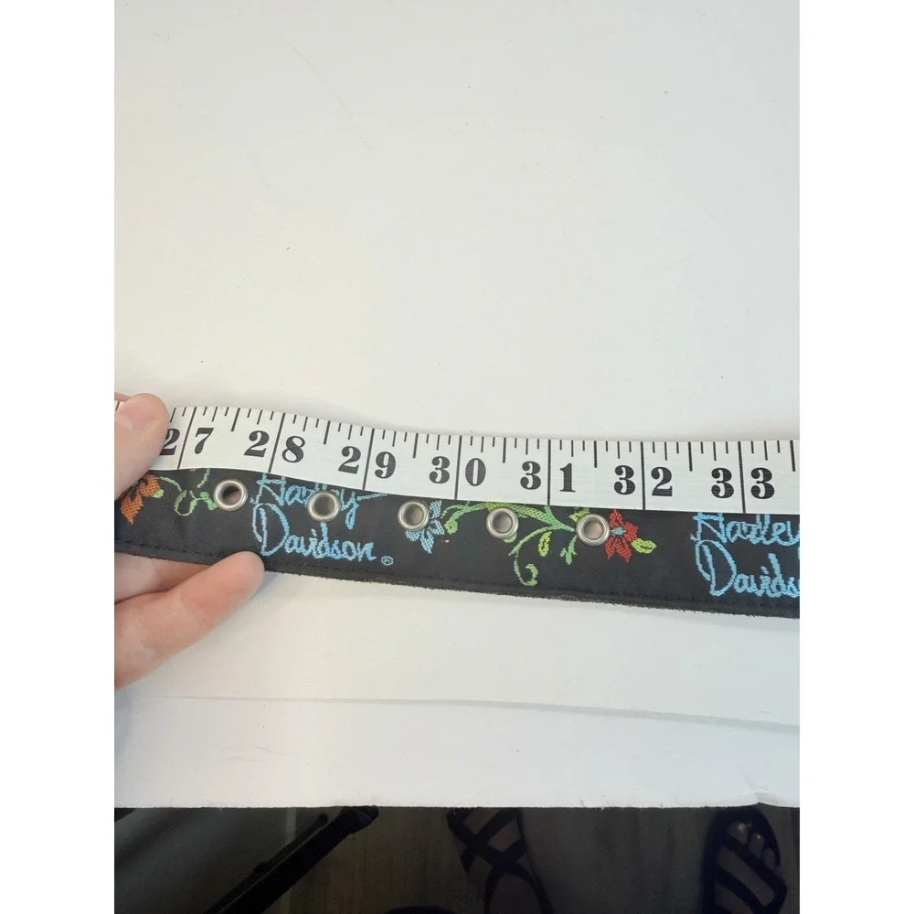 Harley Davidson Belt Black Floral Womens Embroidered 30